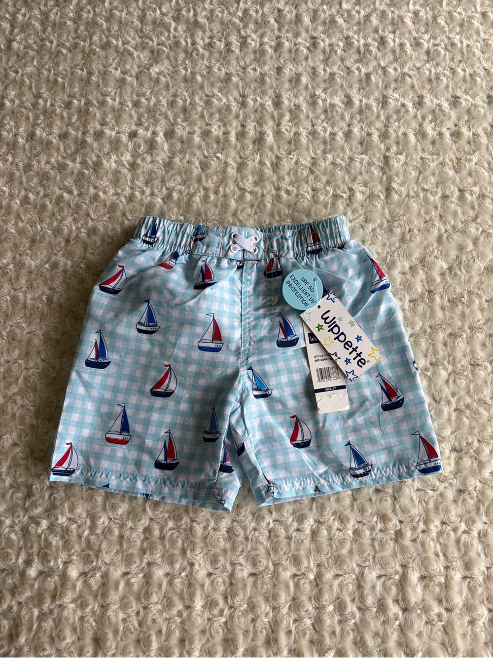 New 3T Wippette Light Blue Sailboat Print Swim Shorts for Kids Boys Toddlers
